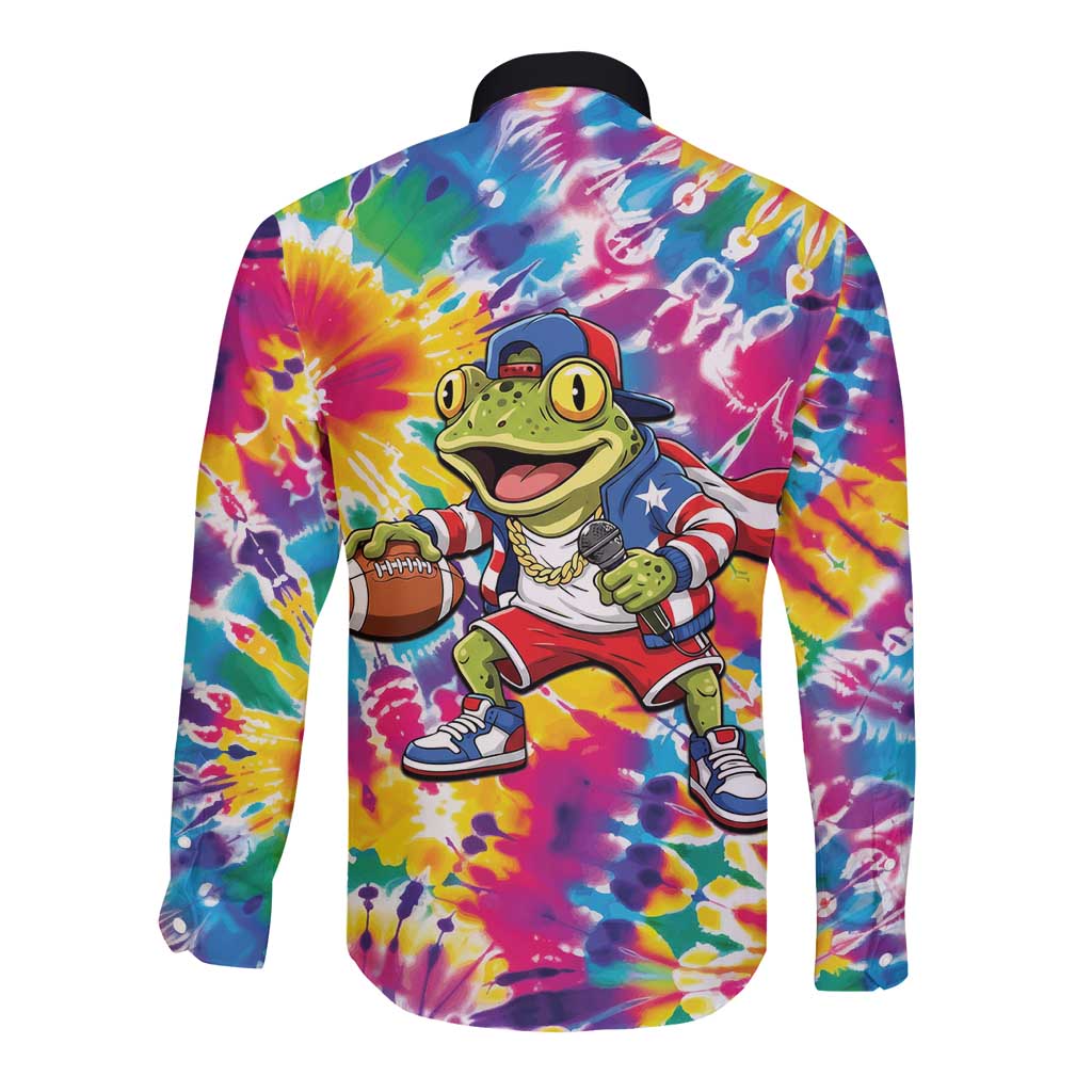 Funny Benito Coqui Frog Long Sleeve Button Shirt Puerto Rican Coquí Football