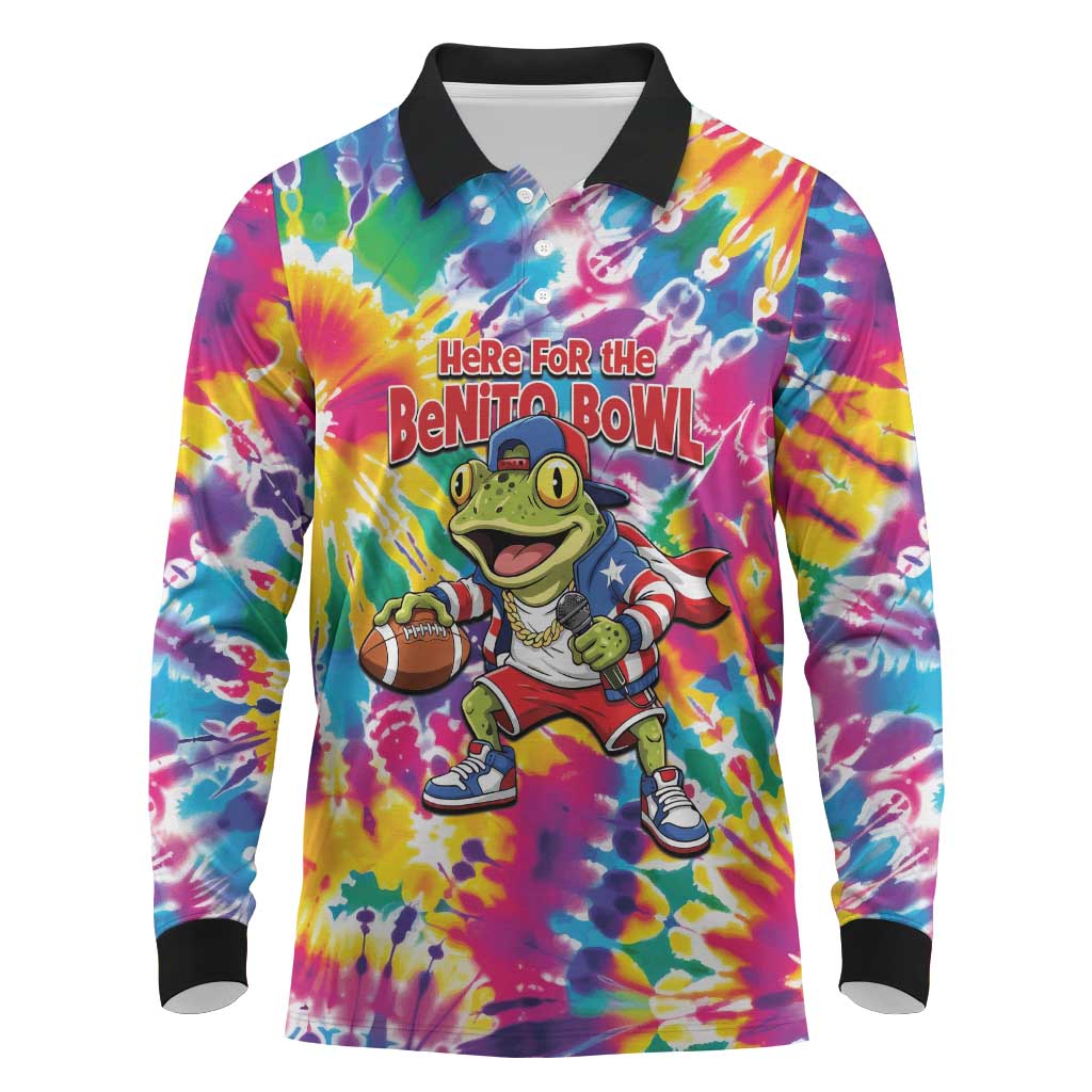 Funny Benito Coqui Frog Long Sleeve Polo Shirt Puerto Rican Coquí Football