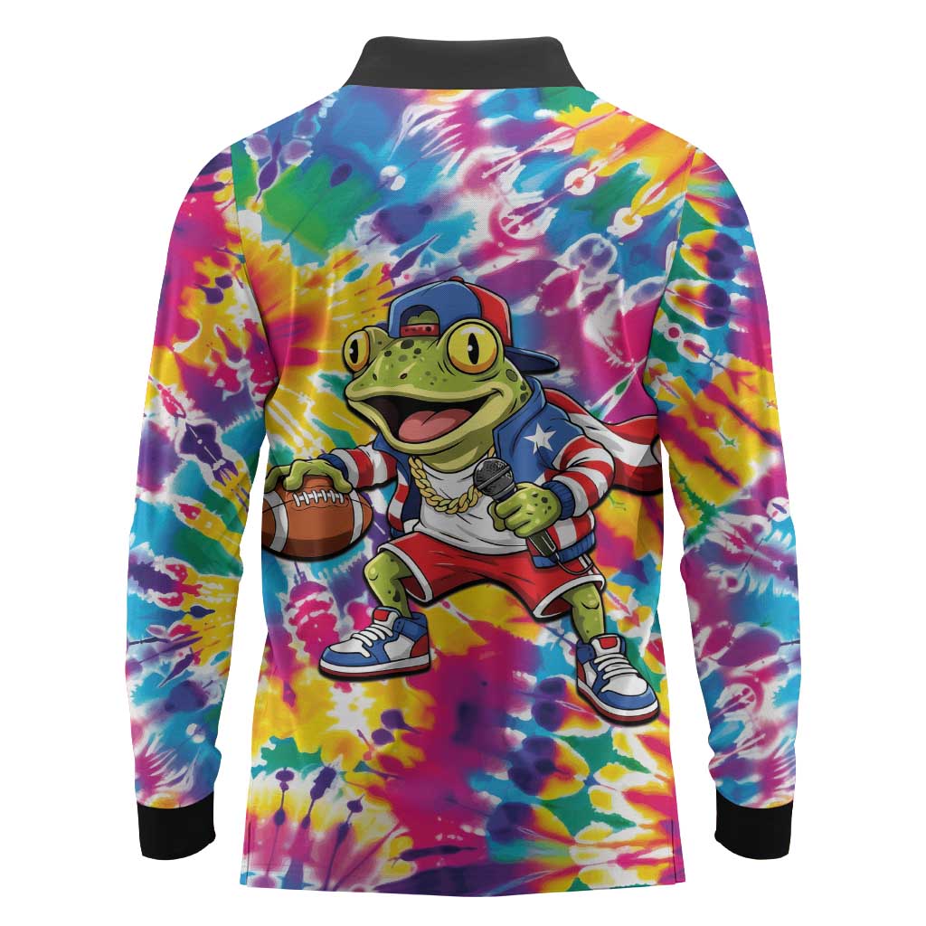 Funny Benito Coqui Frog Long Sleeve Polo Shirt Puerto Rican Coquí Football