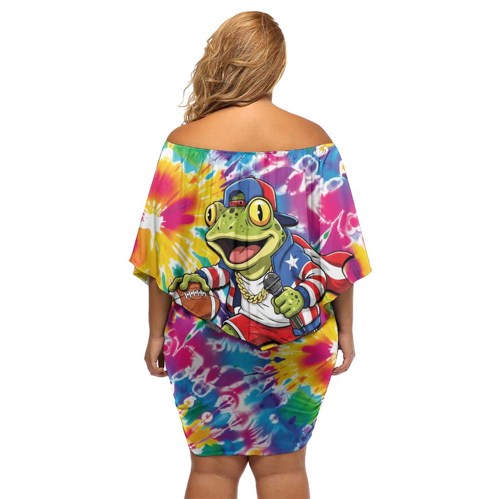 Funny Benito Coqui Frog Off Shoulder Short Dress Puerto Rican Coquí Football