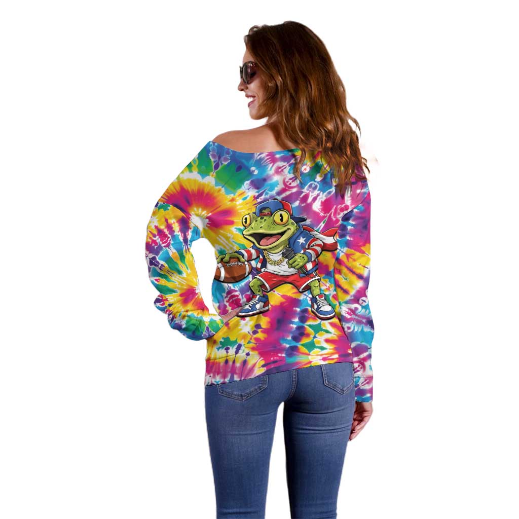 Funny Benito Coqui Frog Off Shoulder Sweater Puerto Rican Coquí Football