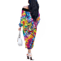 Funny Benito Coqui Frog Off The Shoulder Long Sleeve Dress Puerto Rican Coquí Football