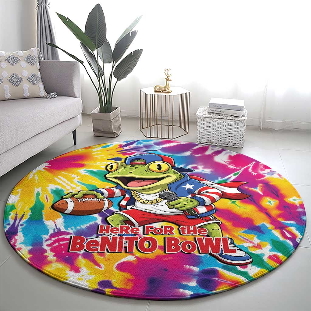 Funny Benito Coqui Frog Round Carpet Puerto Rican Coquí Football