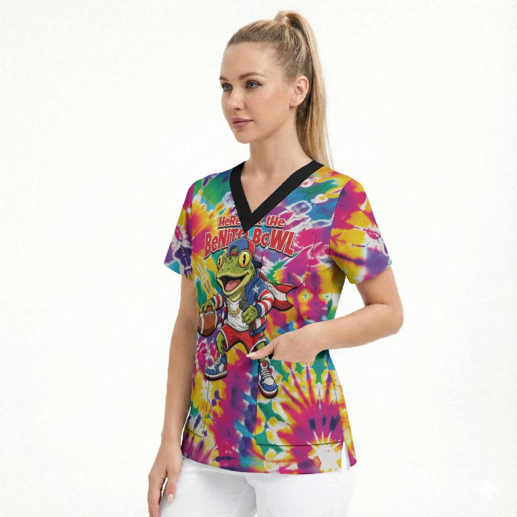 Funny Benito Coqui Frog Scrub Top Puerto Rican Coquí Football