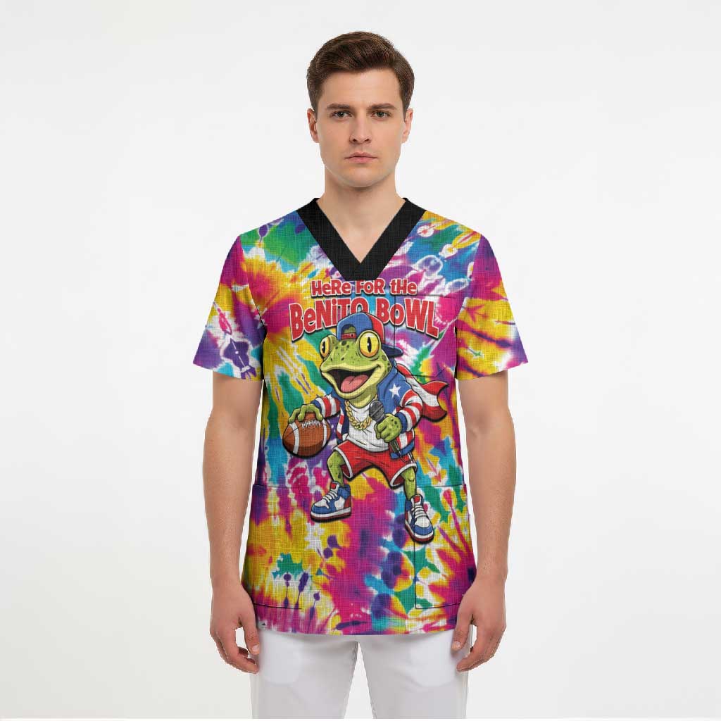 Funny Benito Coqui Frog Scrub Top Puerto Rican Coquí Football