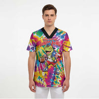 Funny Benito Coqui Frog Scrub Top Puerto Rican Coquí Football