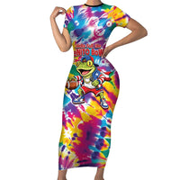 Funny Benito Coqui Frog Short Sleeve Bodycon Dress Puerto Rican Coquí Football