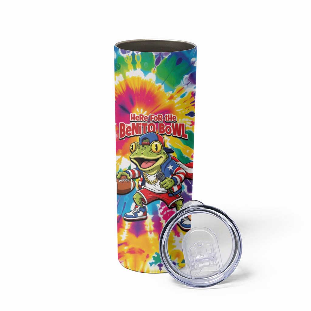 Funny Benito Coqui Frog Skinny Tumbler Puerto Rican Coquí Football