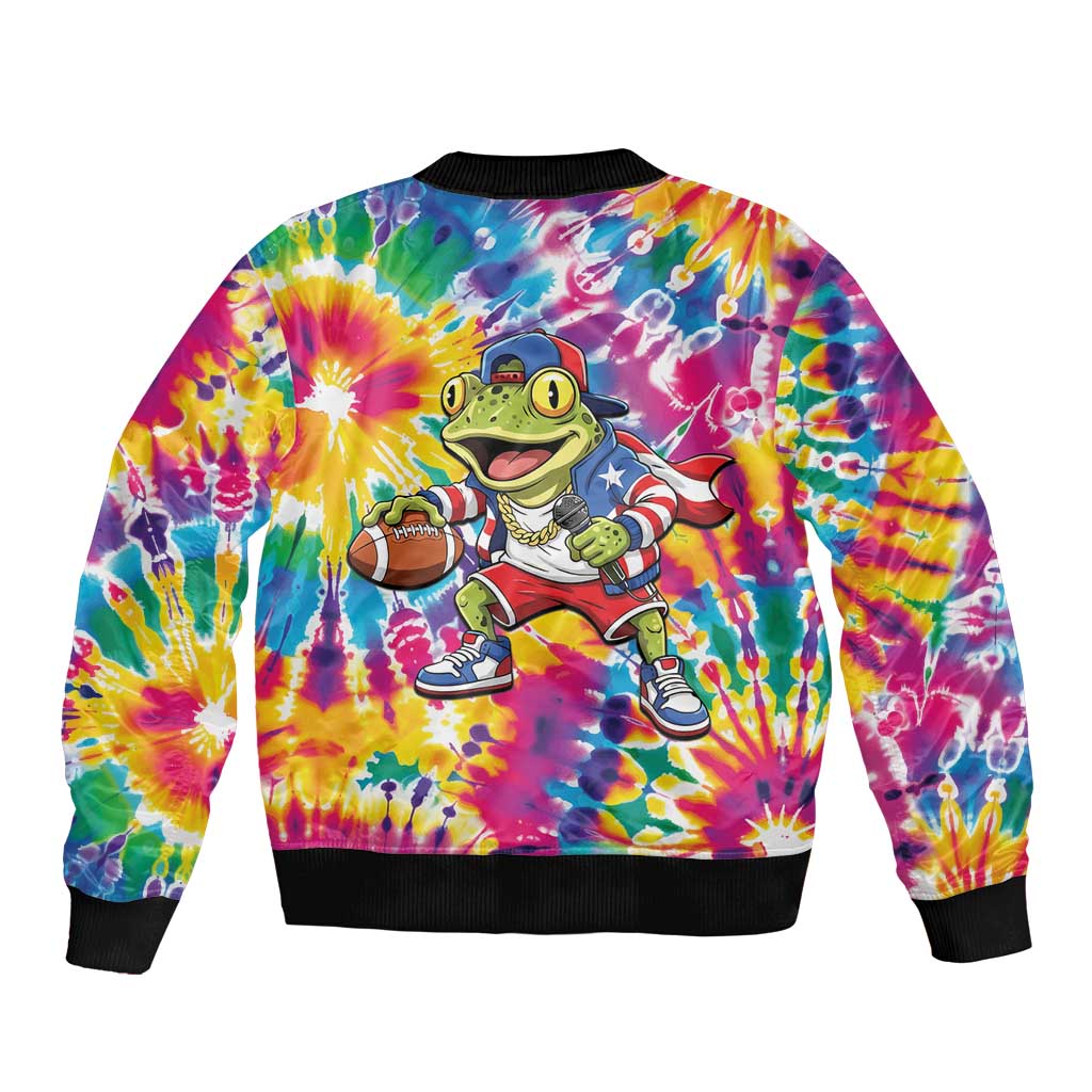 Funny Benito Coqui Frog Sleeve Zip Bomber Jacket Puerto Rican Coquí Football