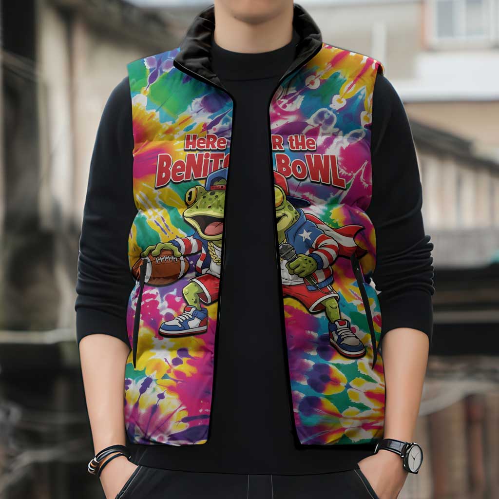 Funny Benito Coqui Frog Sleeveless Puffer Jacket Puerto Rican Coquí Football