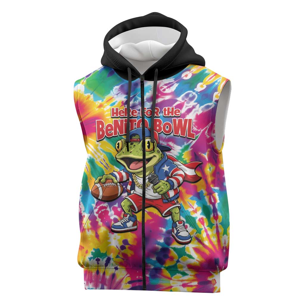 Funny Benito Coqui Frog Sleeveless Zip Hoodie Puerto Rican Coquí Football