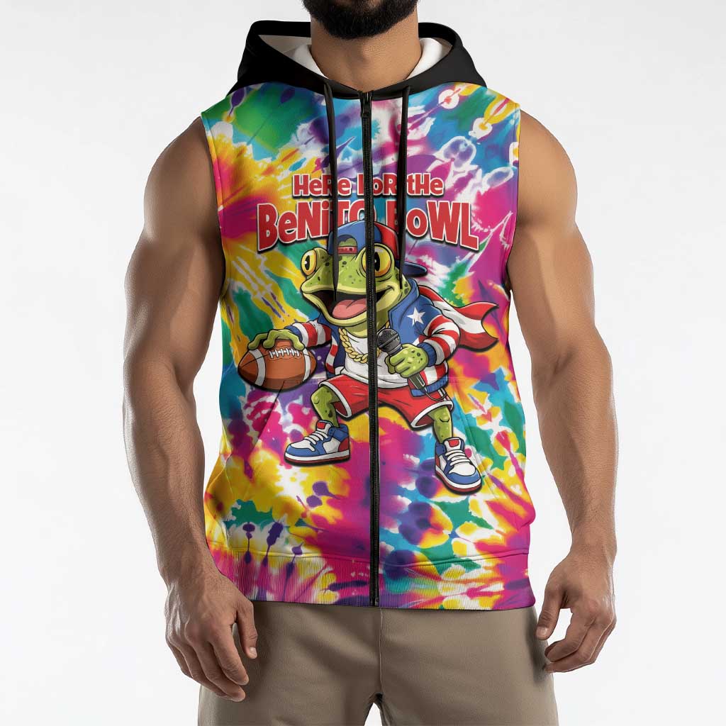 Funny Benito Coqui Frog Sleeveless Zip Hoodie Puerto Rican Coquí Football