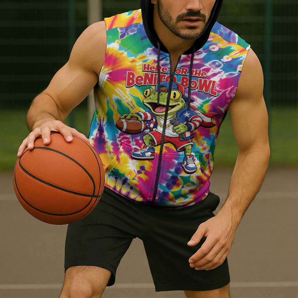 Funny Benito Coqui Frog Sleeveless Zip Hoodie Puerto Rican Coquí Football