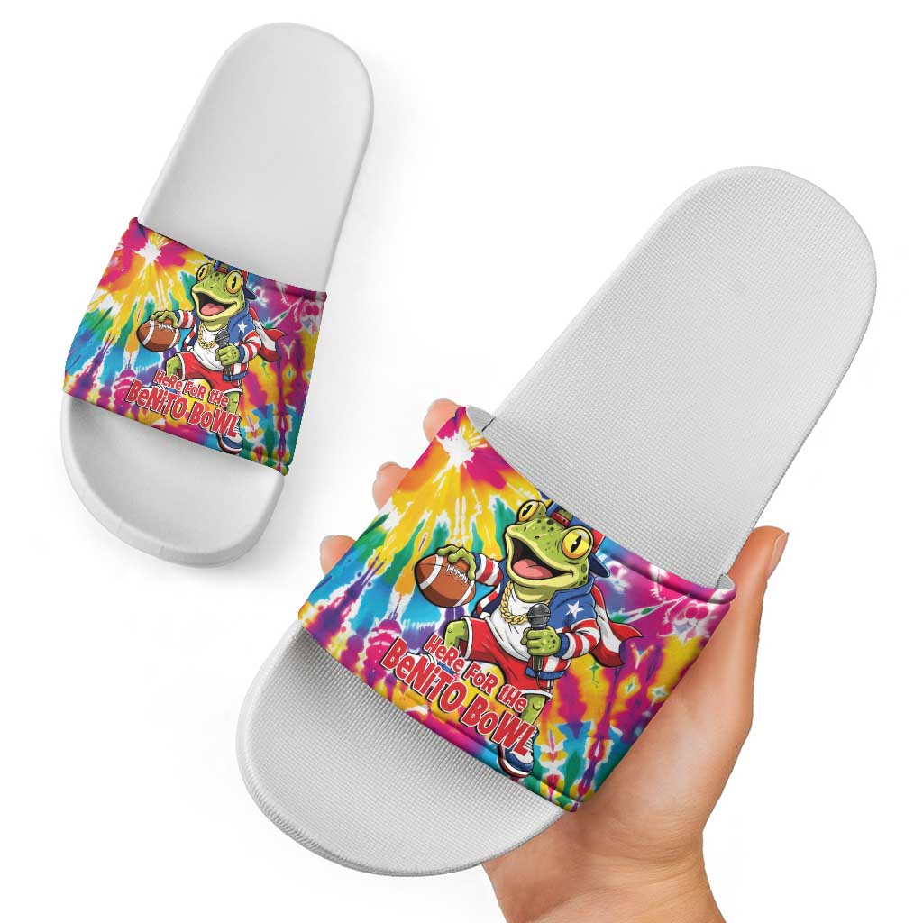 Funny Benito Coqui Frog Slide Sandals Puerto Rican Coquí Football