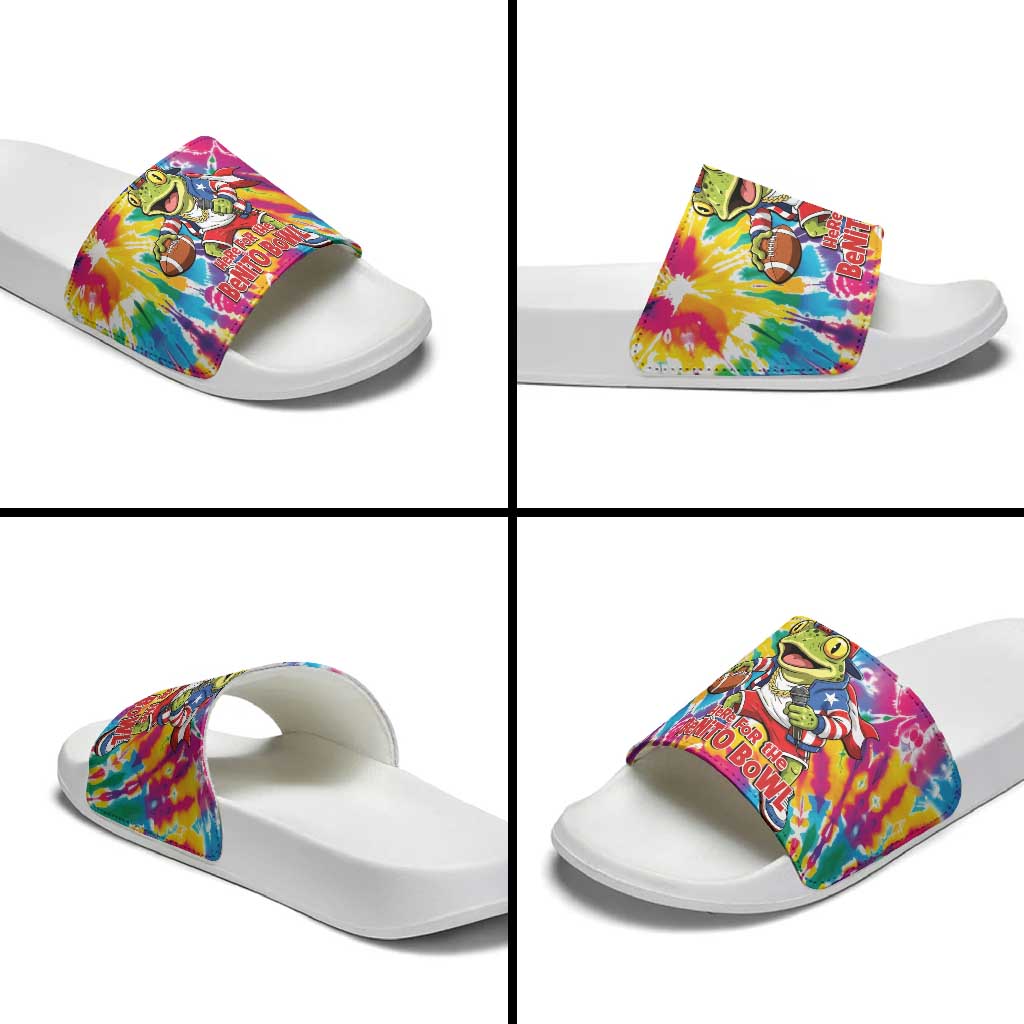 Funny Benito Coqui Frog Slide Sandals Puerto Rican Coquí Football