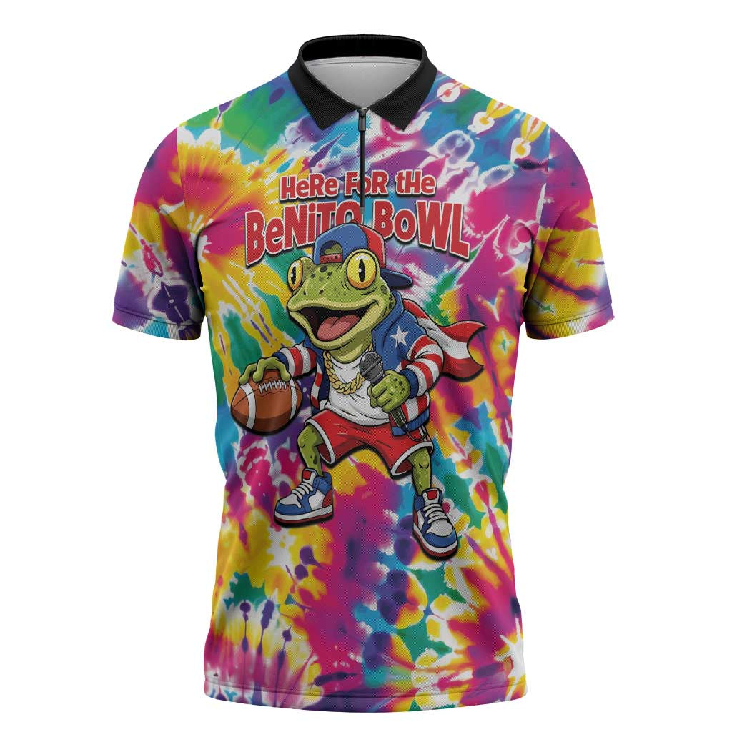 Funny Benito Coqui Frog Zipper Polo Shirt Puerto Rican Coquí Football