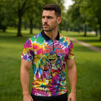 Funny Benito Coqui Frog Zipper Polo Shirt Puerto Rican Coquí Football