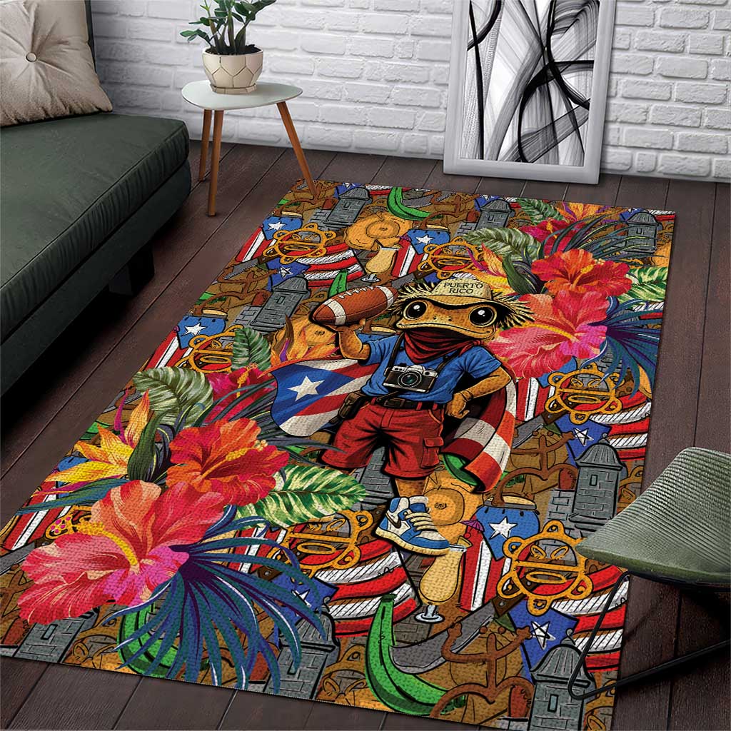 Funny Benito Bowl Area Rug Puerto Rican Coquí Football