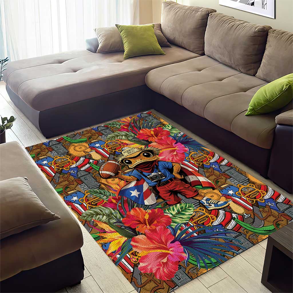 Funny Benito Bowl Area Rug Puerto Rican Coquí Football