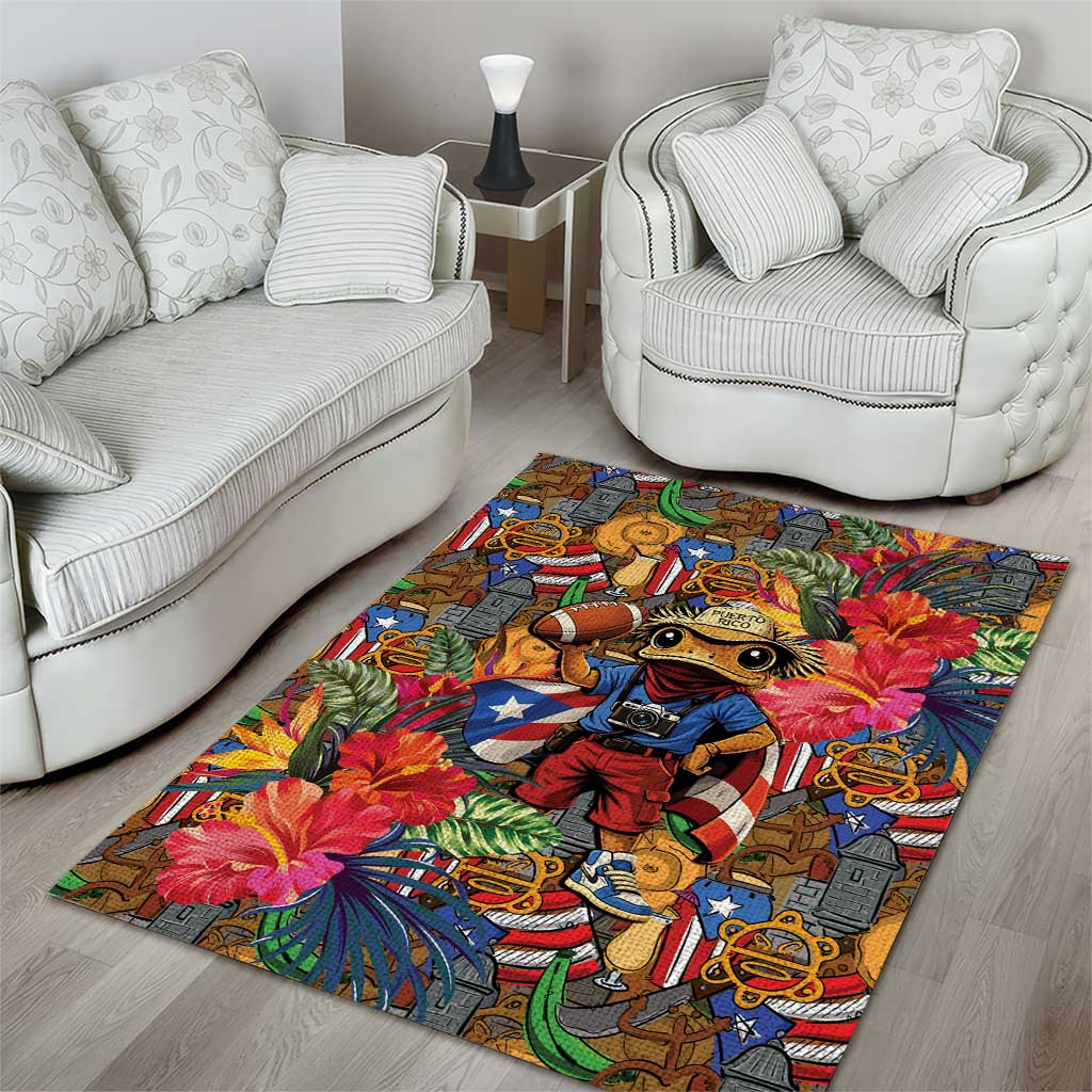 Funny Benito Bowl Area Rug Puerto Rican Coquí Football