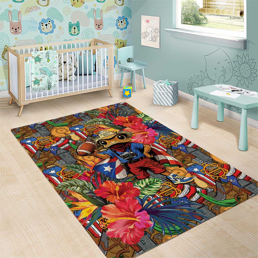 Funny Benito Bowl Area Rug Puerto Rican Coquí Football