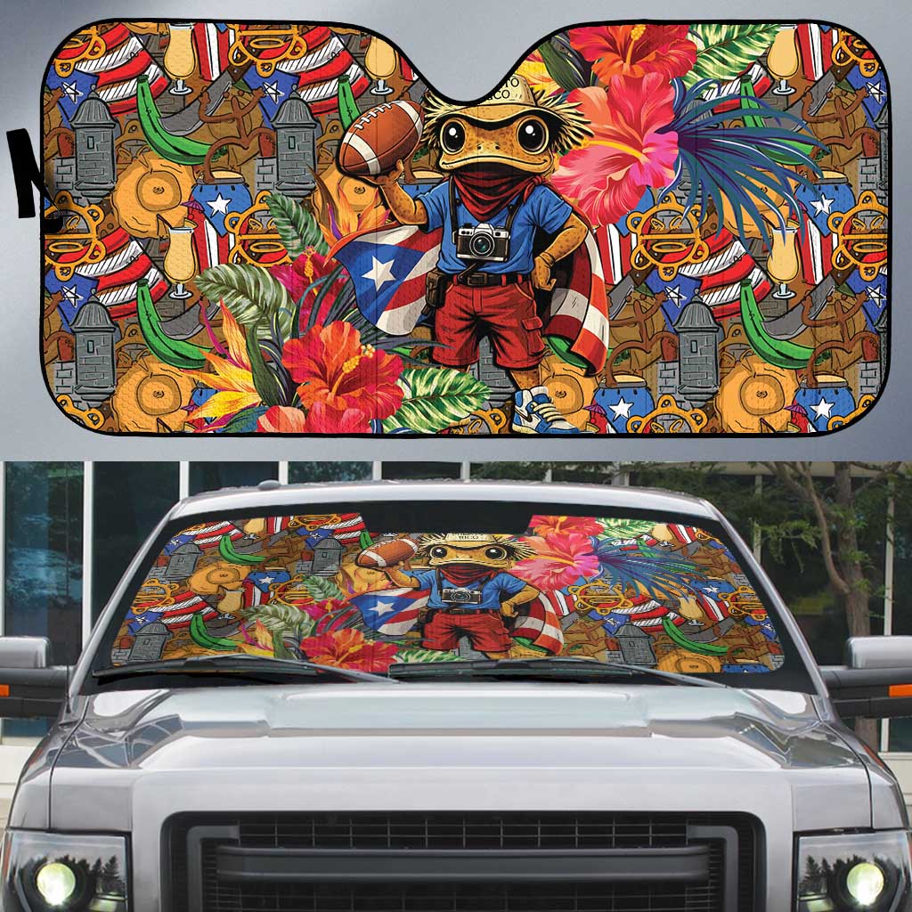 Funny Benito Bowl Auto Sun Shade Puerto Rican Coquí Football