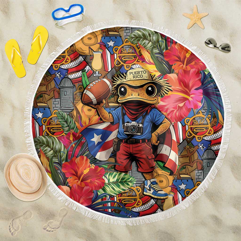 Funny Benito Bowl Beach Blanket Puerto Rican Coquí Football