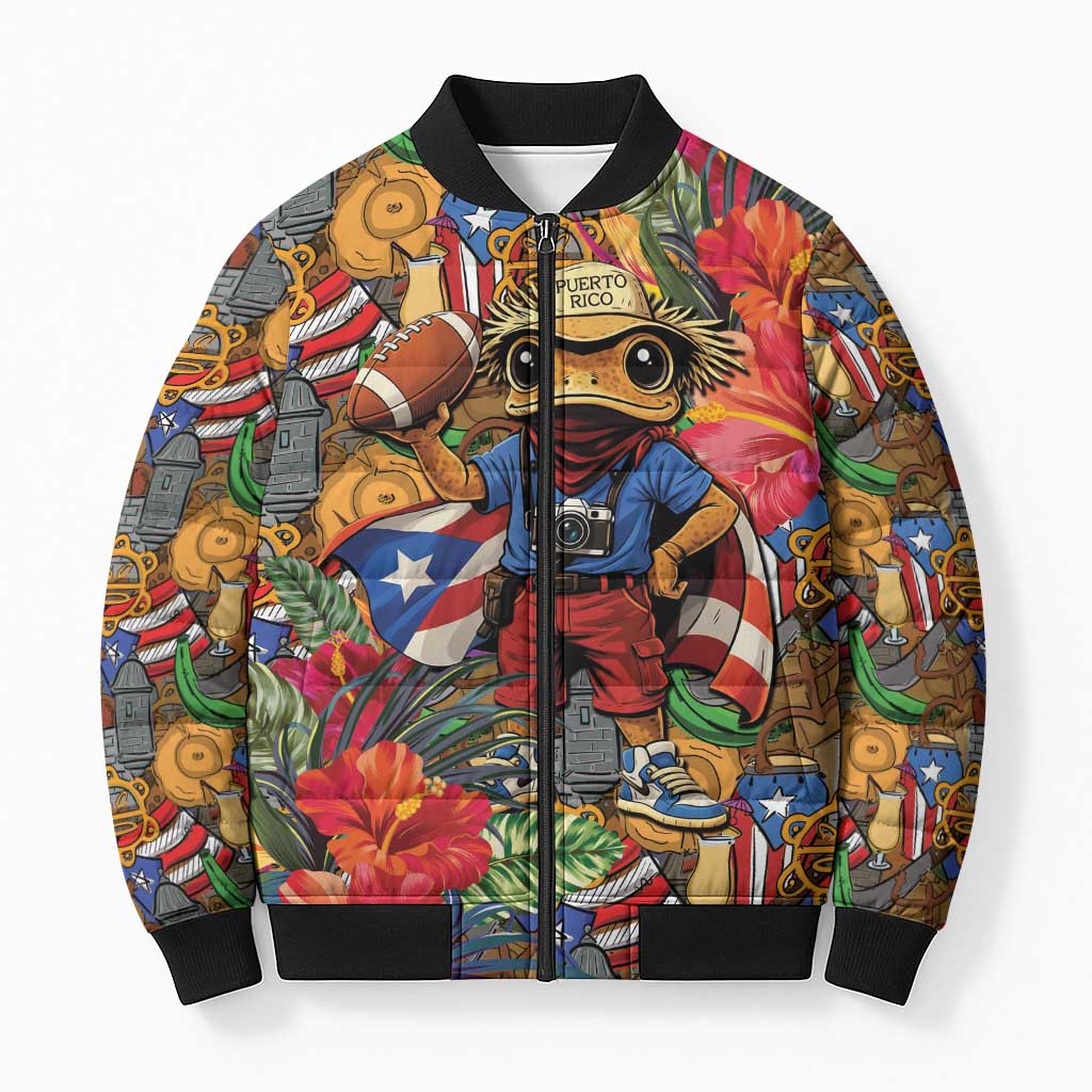 Funny Benito Bowl Bomber Puffer Jacket Puerto Rican Coquí Football