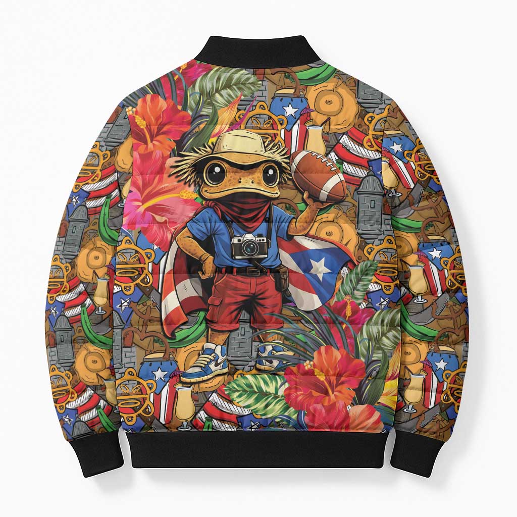 Funny Benito Bowl Bomber Puffer Jacket Puerto Rican Coquí Football