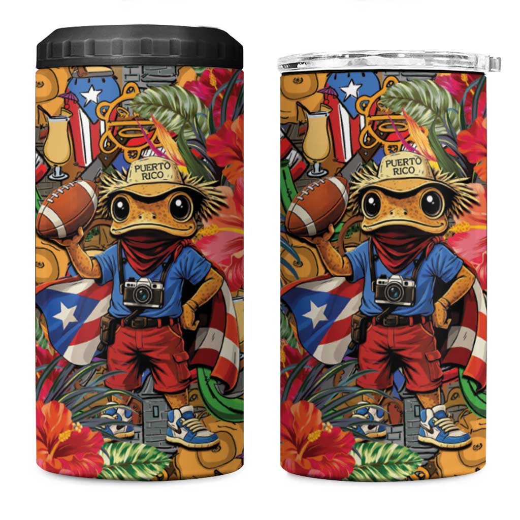 Funny Benito Bowl 4 in 1 Can Cooler Tumbler Puerto Rican Coquí Football