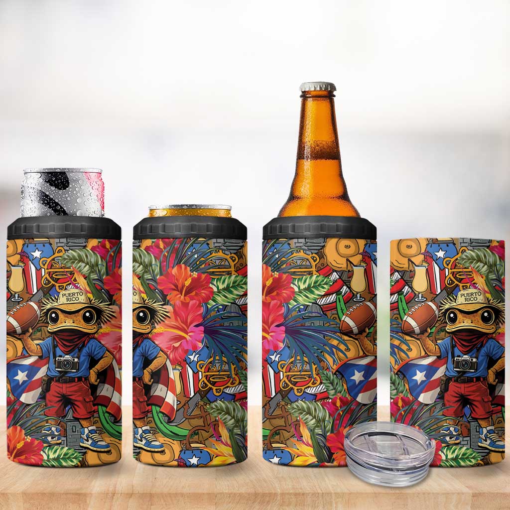 Funny Benito Bowl 4 in 1 Can Cooler Tumbler Puerto Rican Coquí Football