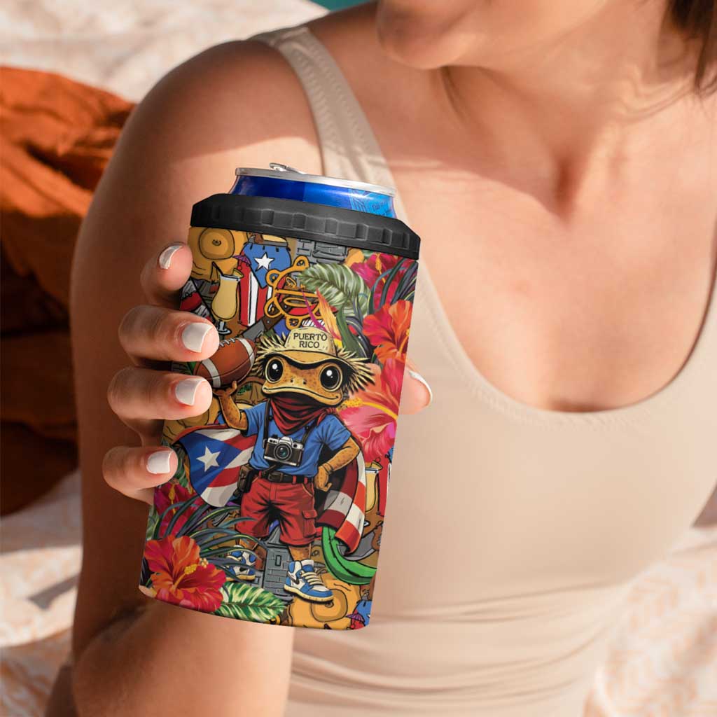 Funny Benito Bowl 4 in 1 Can Cooler Tumbler Puerto Rican Coquí Football