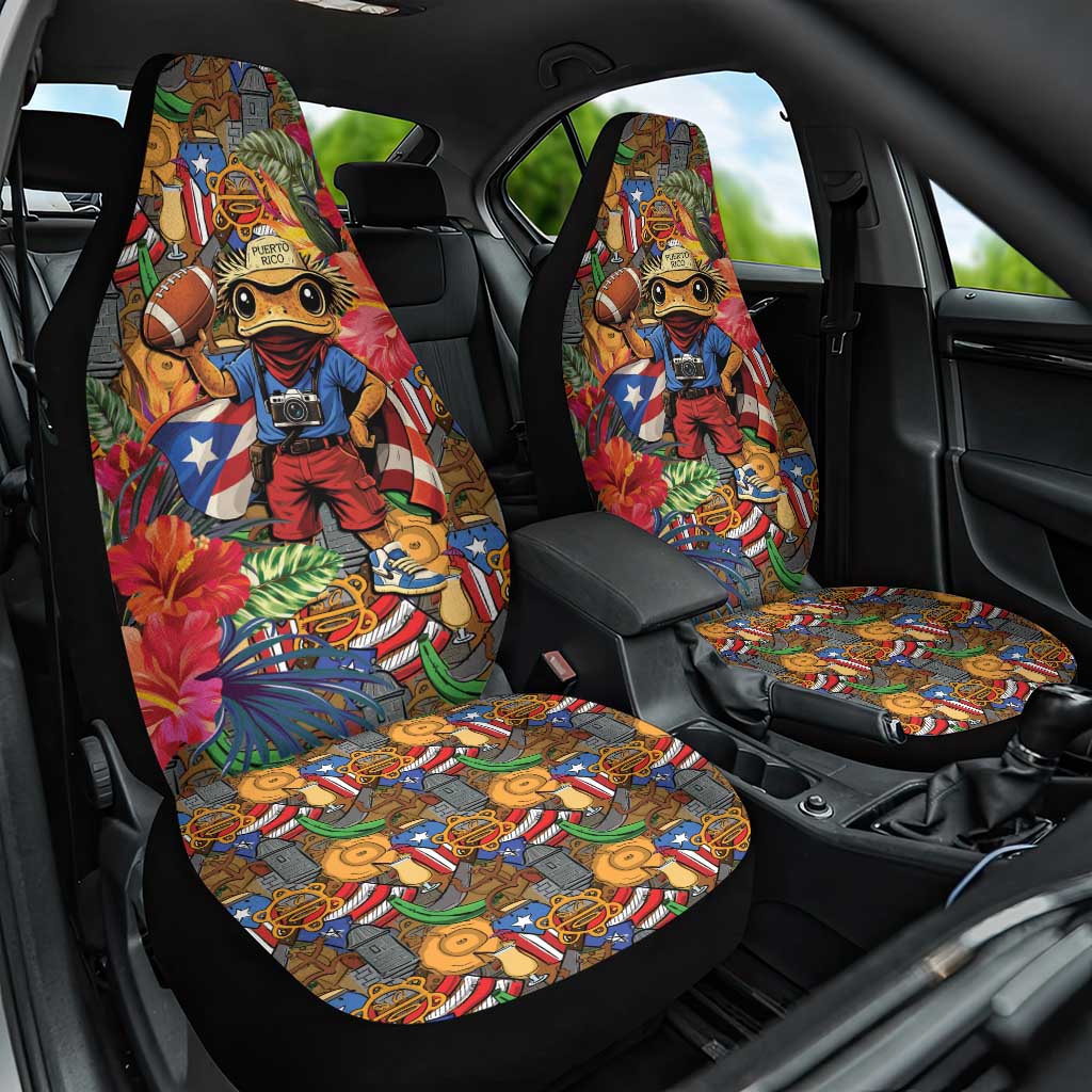 Funny Benito Bowl Car Seat Cover Puerto Rican Coquí Football