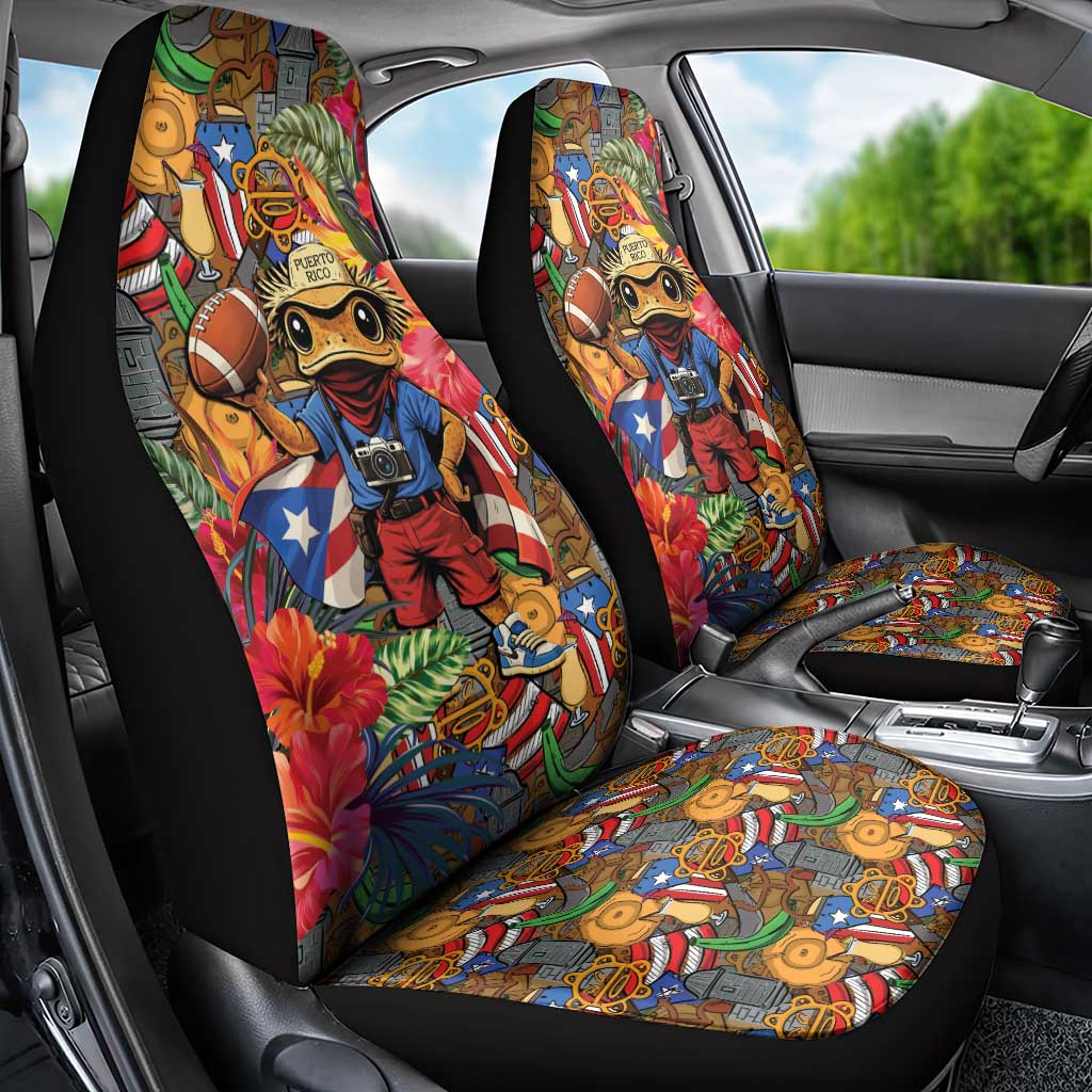 Funny Benito Bowl Car Seat Cover Puerto Rican Coquí Football