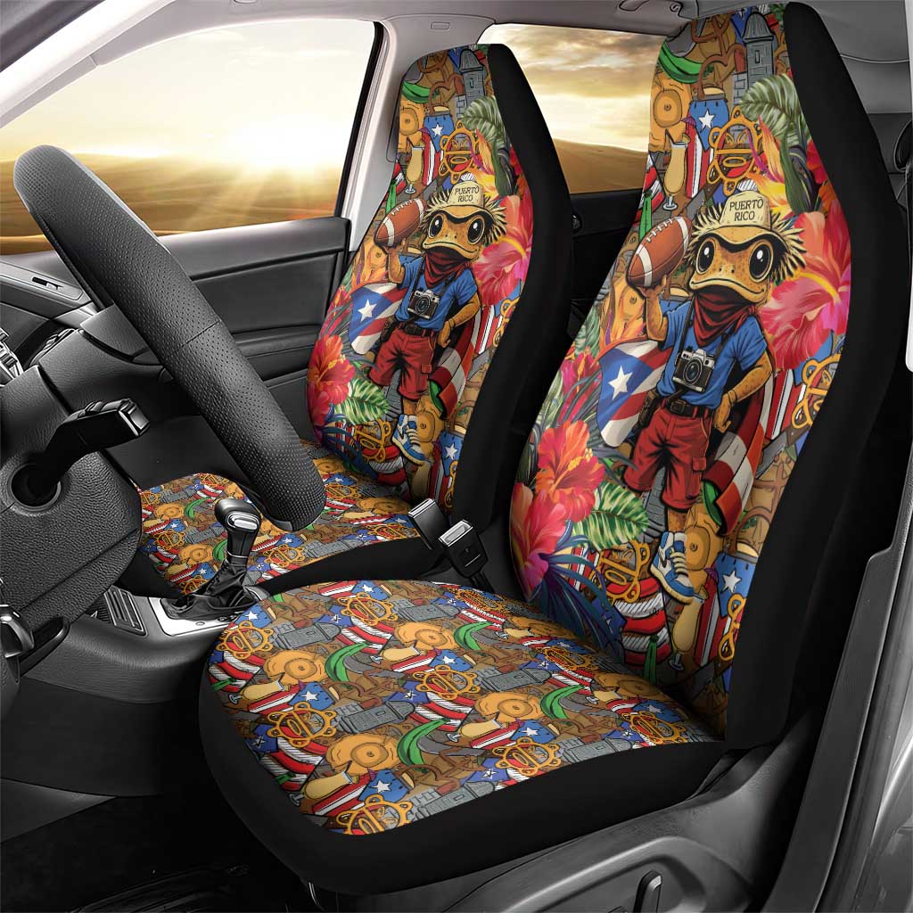 Funny Benito Bowl Car Seat Cover Puerto Rican Coquí Football