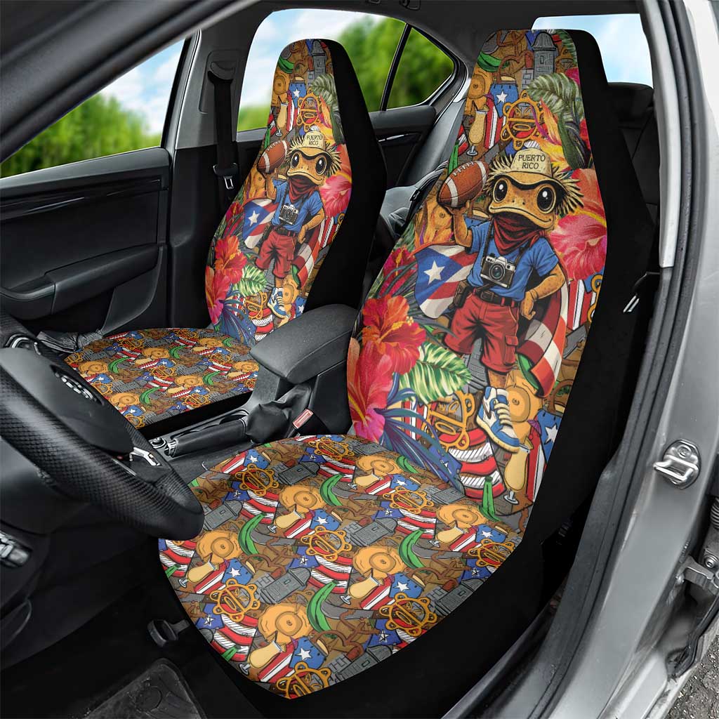 Funny Benito Bowl Car Seat Cover Puerto Rican Coquí Football