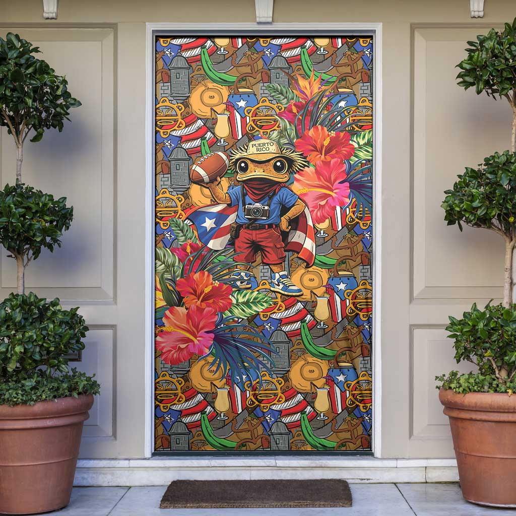 Funny Benito Bowl Door Cover Puerto Rican Coquí Football