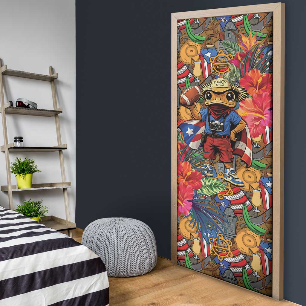 Funny Benito Bowl Door Cover Puerto Rican Coquí Football