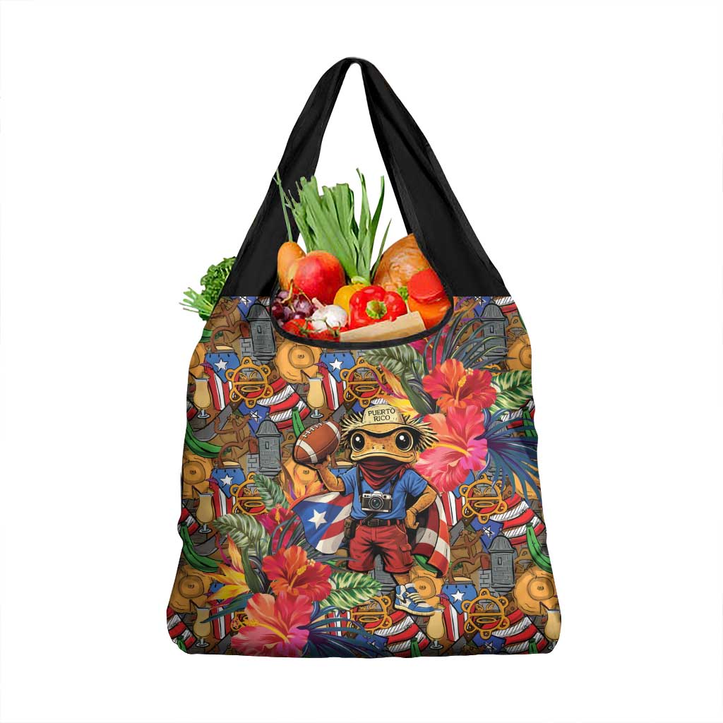 Funny Benito Bowl Grocery Bag Puerto Rican Coquí Football