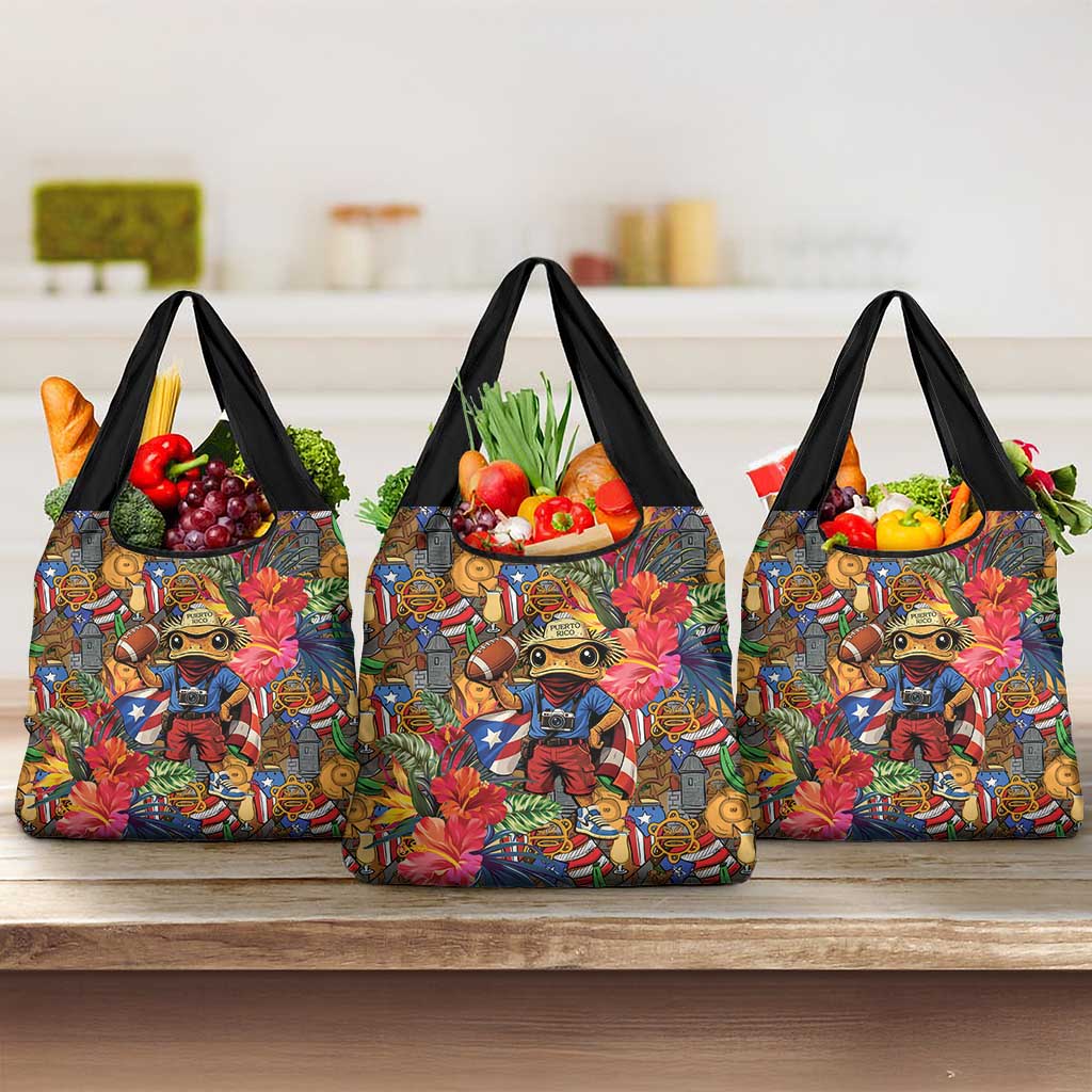 Funny Benito Bowl Grocery Bag Puerto Rican Coquí Football