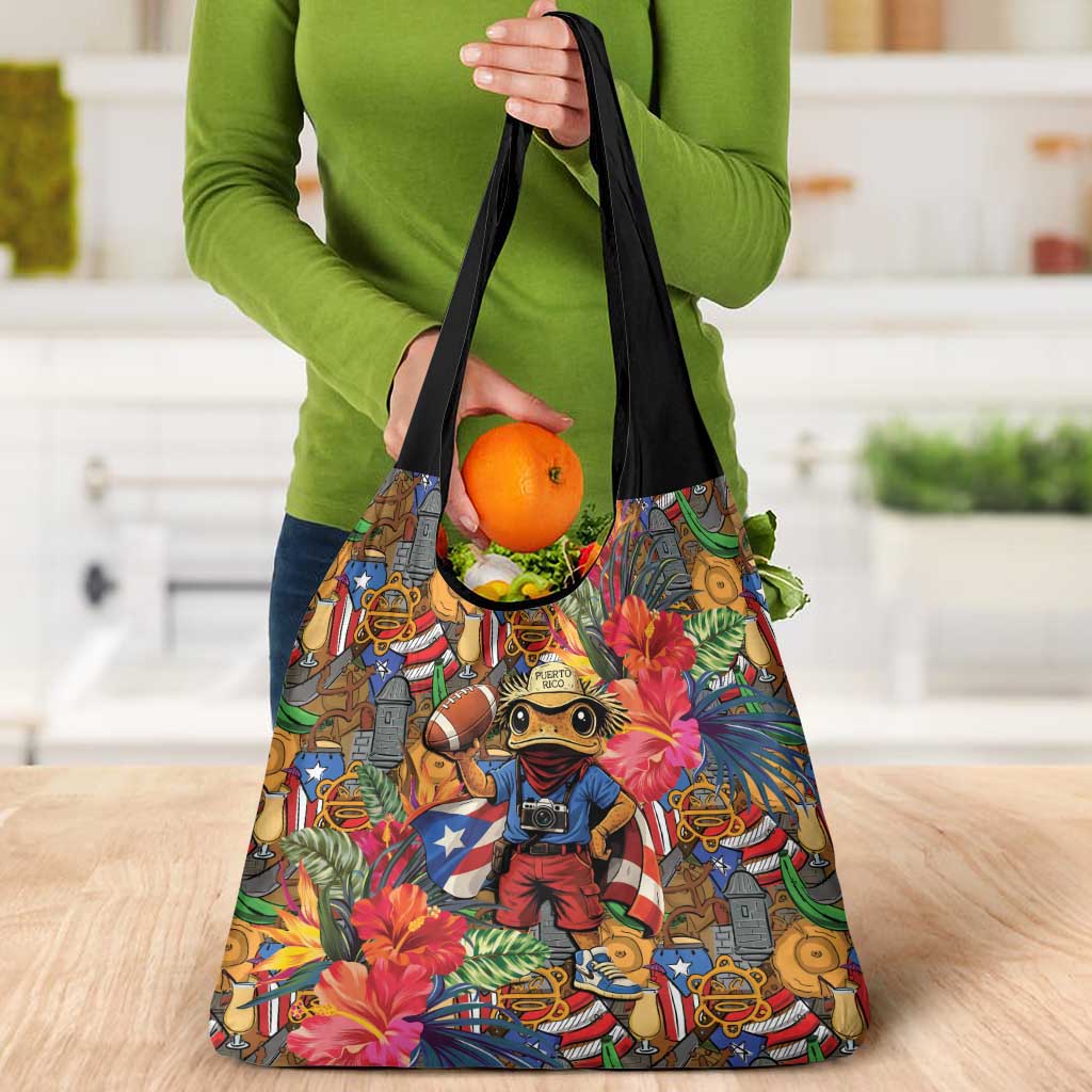 Funny Benito Bowl Grocery Bag Puerto Rican Coquí Football
