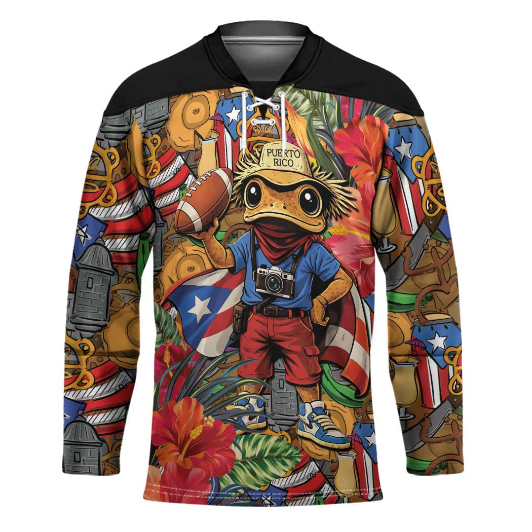 Funny Benito Bowl Hockey Jersey Puerto Rican Coquí Football