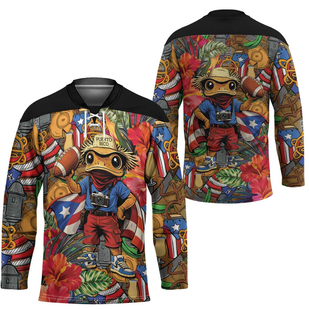 Funny Benito Bowl Hockey Jersey Puerto Rican Coquí Football
