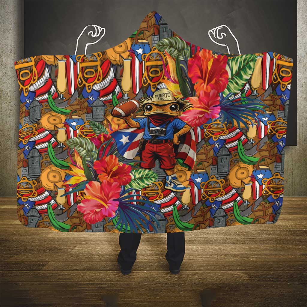 Funny Benito Bowl Hooded Blanket Puerto Rican Coquí Football