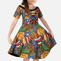 Funny Benito Bowl Kid Short Sleeve Dress Puerto Rican Coquí Football