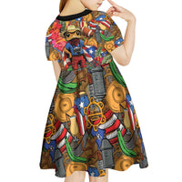 Funny Benito Bowl Kid Short Sleeve Dress Puerto Rican Coquí Football