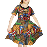 Funny Benito Bowl Kid Short Sleeve Dress Puerto Rican Coquí Football