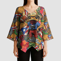 Funny Benito Bowl Kimono Sleeve Blouse Puerto Rican Coquí Football