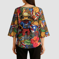 Funny Benito Bowl Kimono Sleeve Blouse Puerto Rican Coquí Football