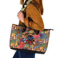 Funny Benito Bowl Leather Tote Bag Puerto Rican Coquí Football